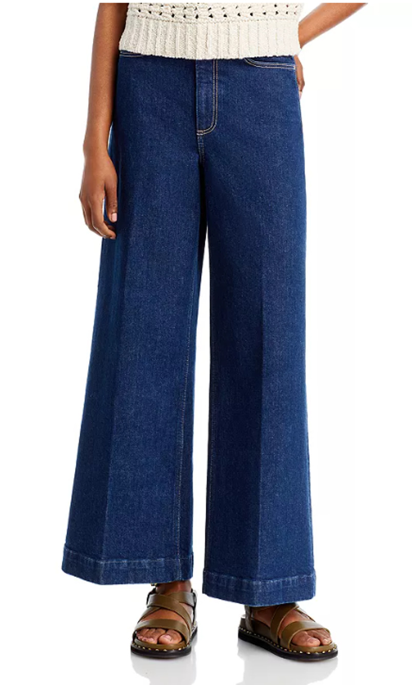 PAIGE DENIM WOMENS SIZE 25 HARPER WIDE LEG ANKLE JEANS DARK WASH CASA BLUE NEW